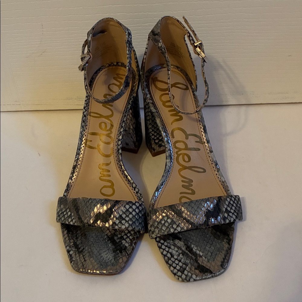 Sam Edelman Daniella Snake Print 3.5 in Leather Block Heels size 7.5 - Picture 11 of 12